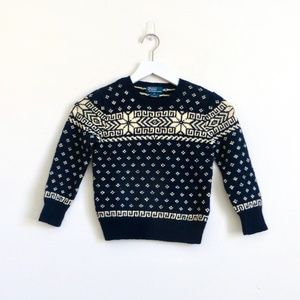 Polo Ralph Lauren Knit Winter Snowflake Sweater Navy Blue Toddler Boys SZ 5